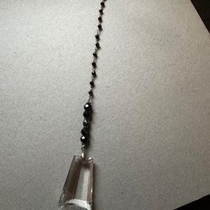 Clear Quartz, hematite and obsidian pendulum
